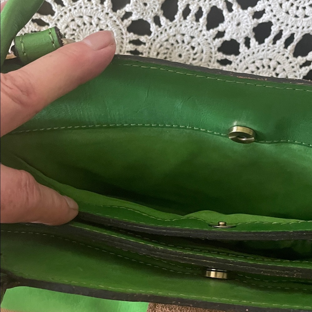 Patricia Nash Green Tooled Leather Floral Tote with Gold Accents - Picture 6 of 11